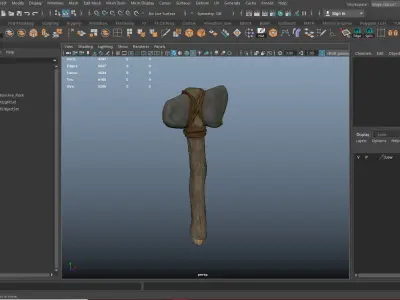 Prehistoric Stone Axe Low-poly 3D model