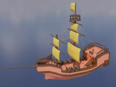 Low Poly Ship Materialed Low-poly 3D model