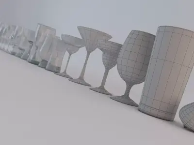 Set Collection of Glass Free 3D model