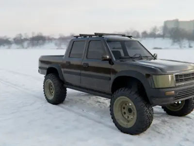 Totoya 4x4 Offroad Pick-up Car Vehicle Game Ready SUV Low Poly Free low-poly 3D model