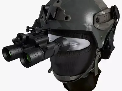 Ops Core Helmet with Tactical Night Goggles Low-poly 3D model