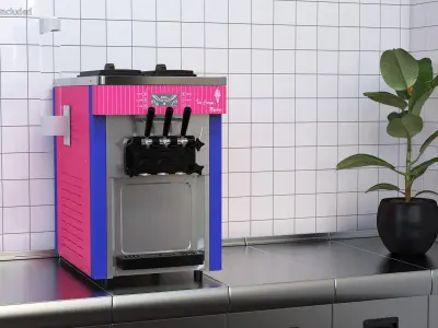 Ice Cream Maker with Ice Cream Cups Collection 3D model