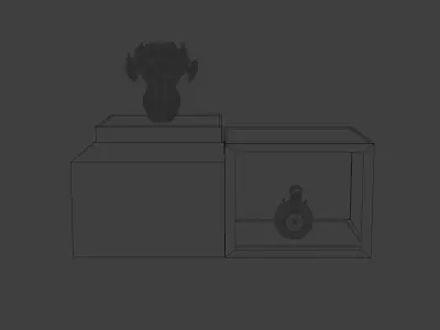 table coffee with clock and flowers Free low-poly 3D model