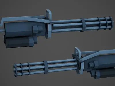 Stylized Minigun Low Poly Mobile Ready Low-poly 3D model