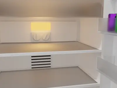 Fridge refrigerator on wooden table Free low-poly 3D model