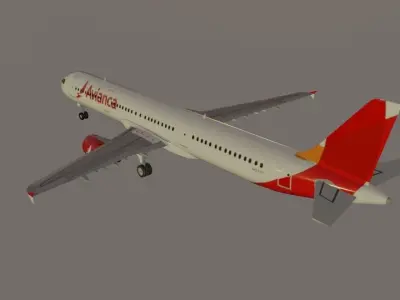 Avianca airbus a321-211 low poly  Low-poly 3D model