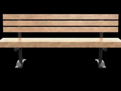 Public Bench V-08 Low-poly 3D model