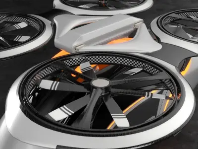 Flying autonomous passenger drone concept 3D model