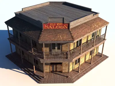 Wild West Saloon Low-poly 3D model