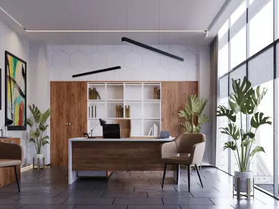 Modern middle-management office design 3D model