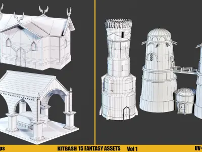 KITBASH-FANTASY ASSETS Vol 1 Low-poly 3D model