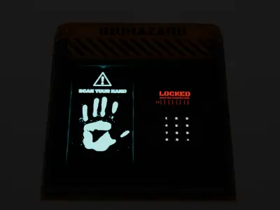 Biohazard Access Terminal Modular Sci-Fi Lab Panel Game Ready Free low-poly 3D model