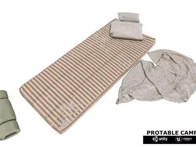 Protable Camping Bed Low-poly 3D model