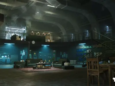 Cold War Underground Bunker Environment Low-poly 3D model