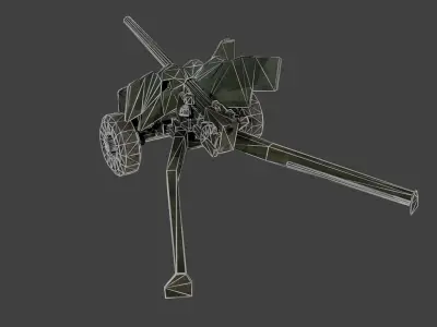 Ordnance QF 6 pounder 57mm M1 anti-tank gun Low-poly 3D model