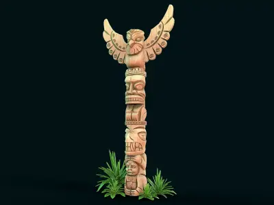 Stylized Wood Totem 8 Low-poly 3D model