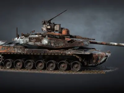Tank AbramsX Destroyed Low-poly 3D model