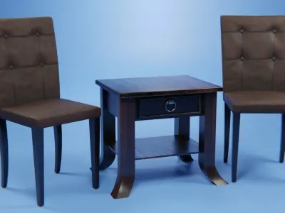 Set Wooden Furniture 10 3D model