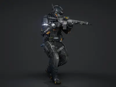 SCIFI - URBAN SOLDIER Low-poly 3D model