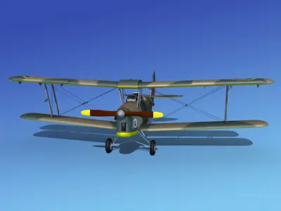 Dehavilland DH82 Tiger Moth V04 3D model