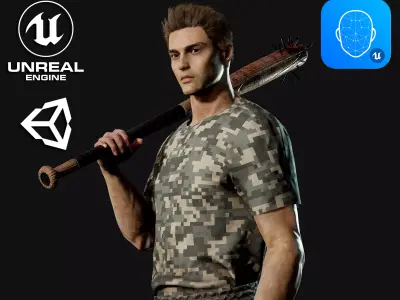 Survival Man - Game Ready Low-poly 3D model