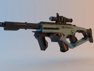 HI-TECH Assault-rifle Low-Poly Low-poly 3D model