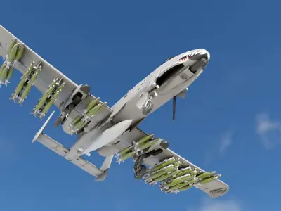 Low Poly PBR A-10 Tank Buster Low-poly 3D model