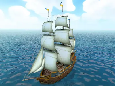 Cartoon Galleon Ship 3D model