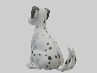 Sitting Dalmatian model Low-poly 3D model