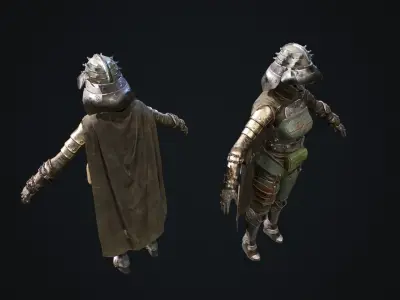 Female set 1 character Low-poly 3D model