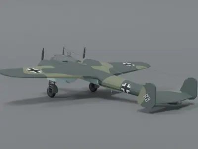 Low Poly Cartoon Dornier Do 17 Z WWII Airplane Low-poly 3D model