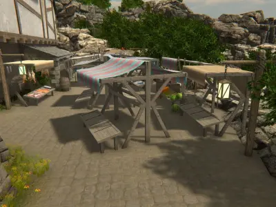 Medieval Stall Game Ready Low-poly 3D model