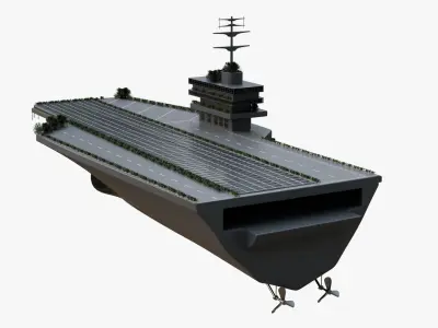 Aircraft Carrier Transformed into a City Low-poly 3D model