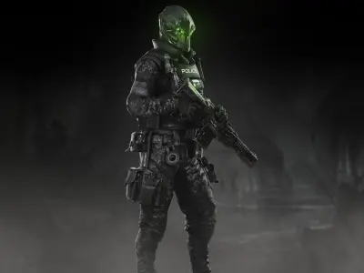 Sci Fi Police Soldier Low-poly 3D model