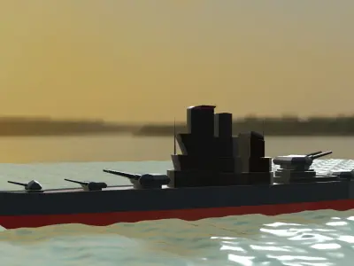 battle ship Low-poly 3D model