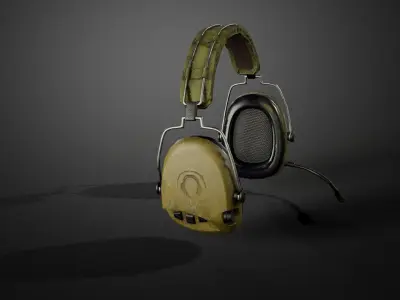 Combat headphones Low-poly 3D model