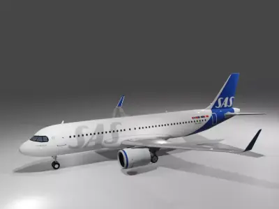 SAS airbus a320neo 3d model Low-poly 3D model