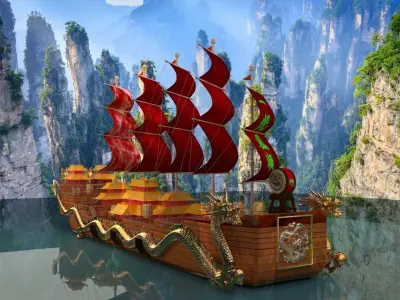 Chinese dragon boat 3D model