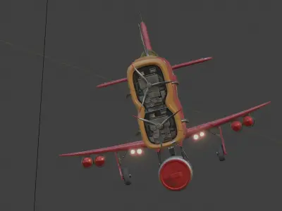 Stylized airplane model high-poly modeling 3D model