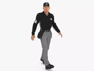 Baseball Umpire in Cap Rigged 3D model