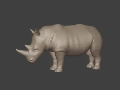 Rhinoceros Statue - Base Mesh Low-poly 3D model