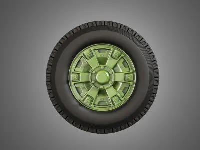 Trucks Tires and Dayton Style Rims with 6 Spoks 3D model