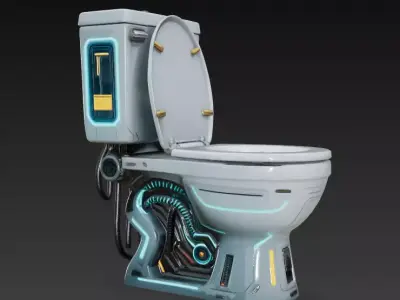 Sci-fi toilet Low-poly 3D model