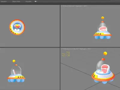 Cartoon UFO Low-poly 3D model