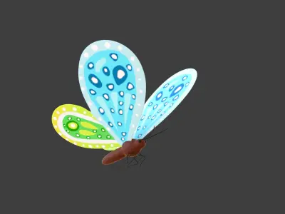 Butterfly Wing Flapping 9 Animated Low-poly 3D model
