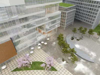 Business City Block with Simple Interior 3D model