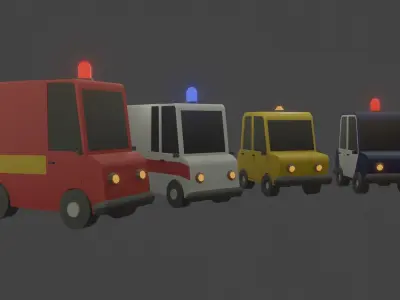 Cars group Free low-poly 3D model