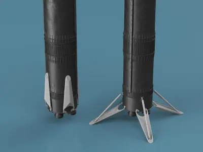 Next Generation Space Rocket Black Rigged for Cinema 4D 3D model