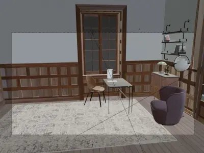 Wooden Interior Scene Free low-poly 3D model
