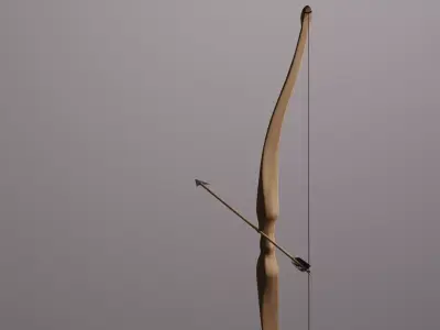 Traditional Recurve Bow and Arrow Low-poly 3D model